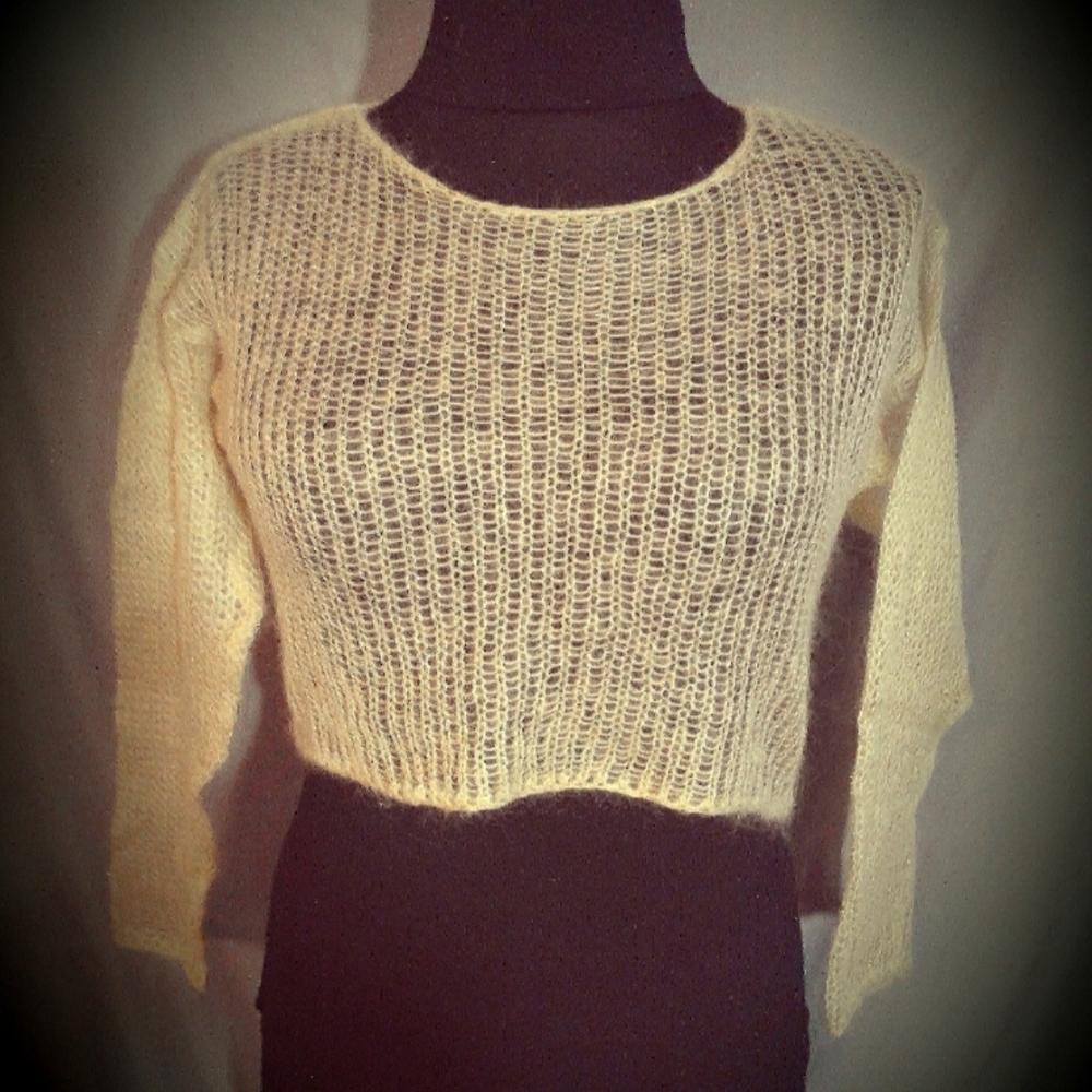JUDY's Mohair/acryl knitted top  light greenish color, size L